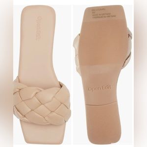 Open Edit Flat Sandal in Beige, size 8.5